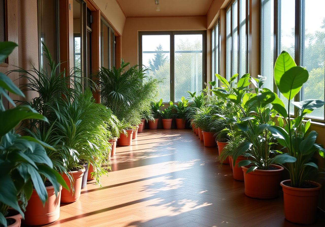 Interno di un vivaio moderno e rigoglioso